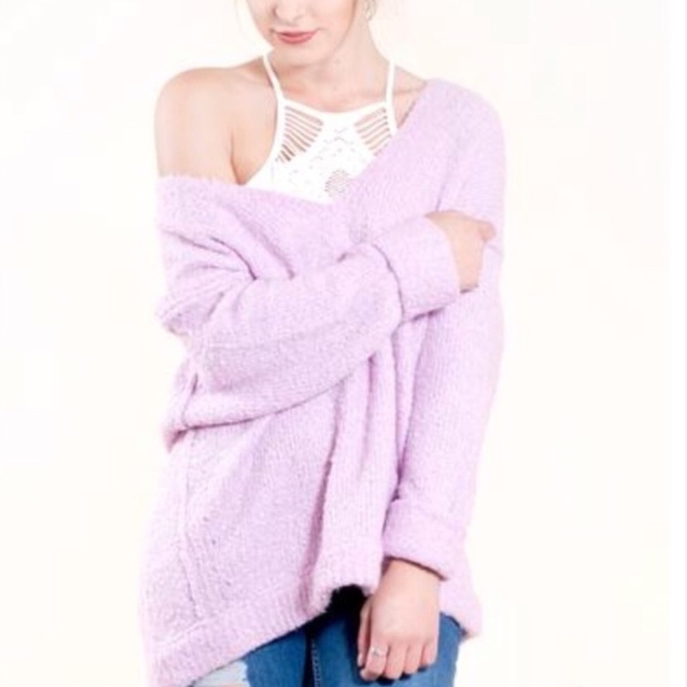 Free People Lofty Oversized Lilac Sweater Size S